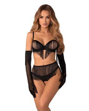 Комплект Obsessive Rossay Black 4-pcs crotchless set L/XL SX5097 фото