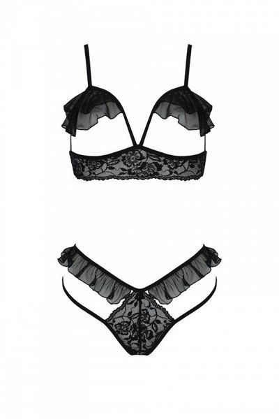 Еротичний комплект Passion DOLLY SET, L/XL, black, з відкритими чашками SO9704 фото