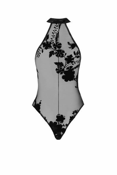 Боді Noir Handmade F314 Ego, L, black, сітка, халтер, високі вирізи, блискавка по всій довжині SX0323 фото