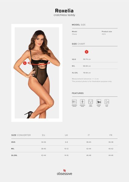 Боді Obsessive Roxelia crotchless teddy M/L SO9066 фото