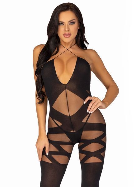 Бодістокінг Leg Avenue Illusion halter bodystocking One size Black, доступ SO8619 фото