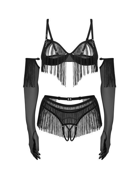Комплект Obsessive Rossay Black 4-pcs crotchless set L/XL SX5097 фото
