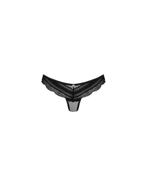 Напівпрозорі трусики з підвіскою Obsessive Ivannes panties black L/XL, чорні SO7281 фото
