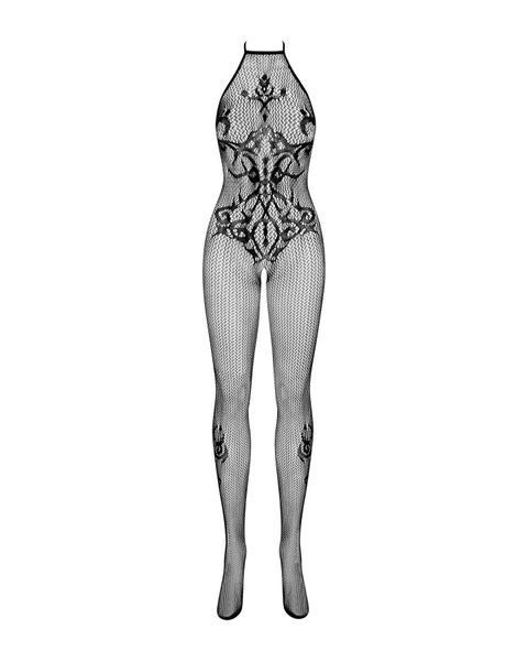 Бодістокінг Obsessive Bodystocking G308 S/M/L, халтер, декор у вигляді татуювання SO7235 фото