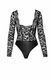 Боді Noir Handmade F296 Psyche, XXL, мереживо, довгий рукав, низ під латекс, з доступом SX0217 фото 6