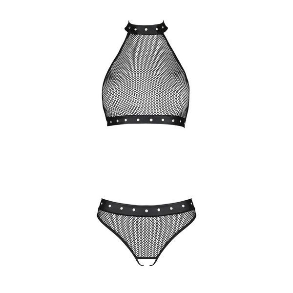 Білизна з відкритим доступом Passion MOONLIGHT SET S/M black, топ, стрінги SO8452 фото