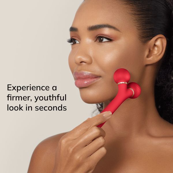 Електронний ультразвуковий ролик для обличчя GESKE Sonic Facial Roller 4в1 red HB0633 фото