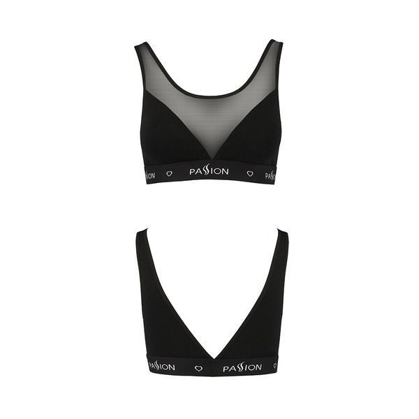 Топ з прозорою вставкою Passion PS002 TOP XL, black SO4202 фото