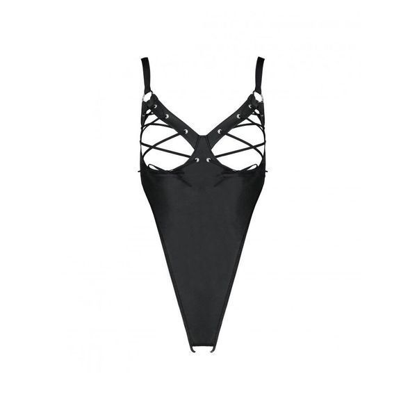 Боді з екошкіри Passion CELIN BODY L/XL, black, з доступом, відкритий SO6403 фото