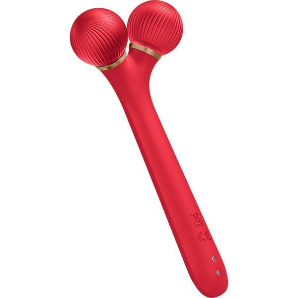 Електронний ультразвуковий ролик для обличчя GESKE Sonic Facial Roller 4в1 red HB0633 фото