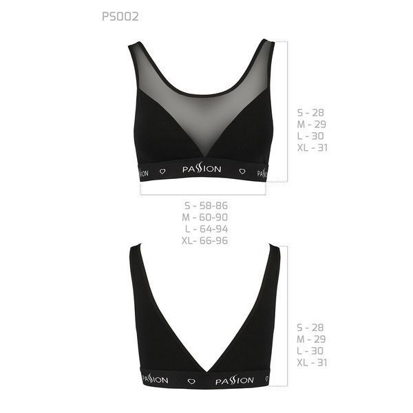 Топ з прозорою вставкою Passion PS002 TOP XL, black SO4202 фото