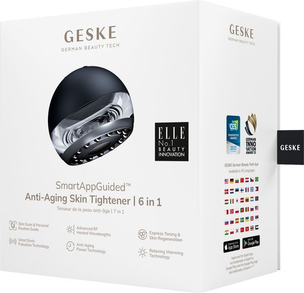 Масажер для підтяжки шкіри обличчя GESKE Anti-aging Skin Tightener 6в1 black HB0418 фото