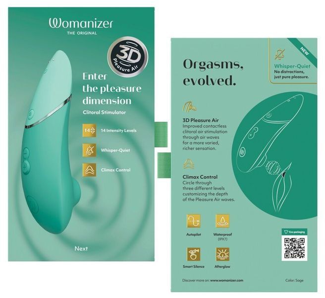 Вакуумний кліторальний стимулятор Womanizer Next Sage, 3D Pleasure Air, 14 рівнів інтенсивності SX2140 фото
