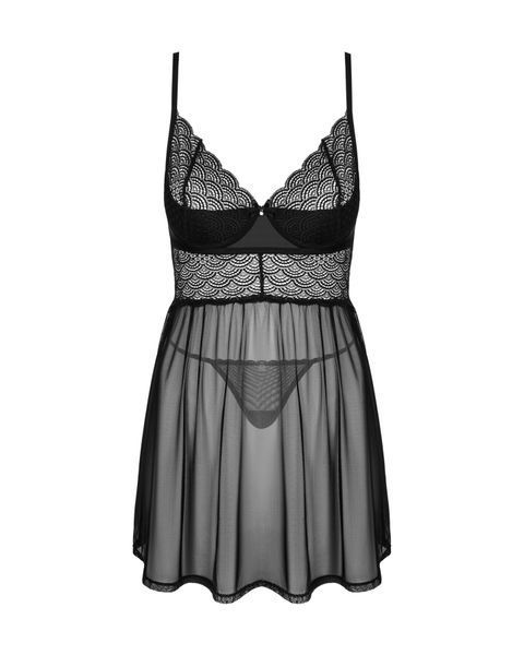 Еротичний комплект Obsessive Chemeris babydoll & thong M/L, пеньюар та стрінги SO9759 фото