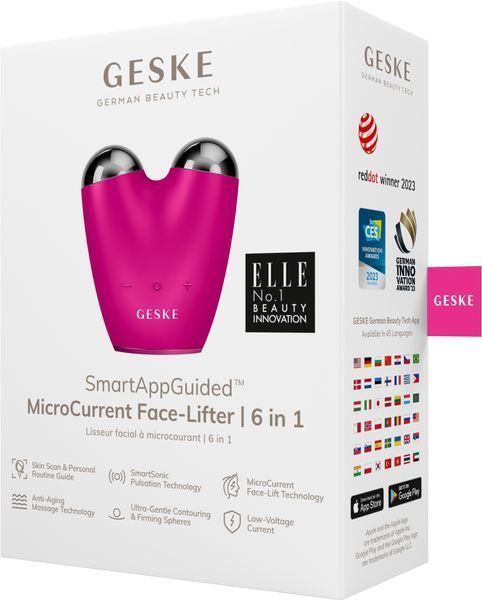 Мікрострумовий підтягувач шкіри обличчя GESKE MicroCurrent Face-Lifter 6в1 magenta HB0131 фото