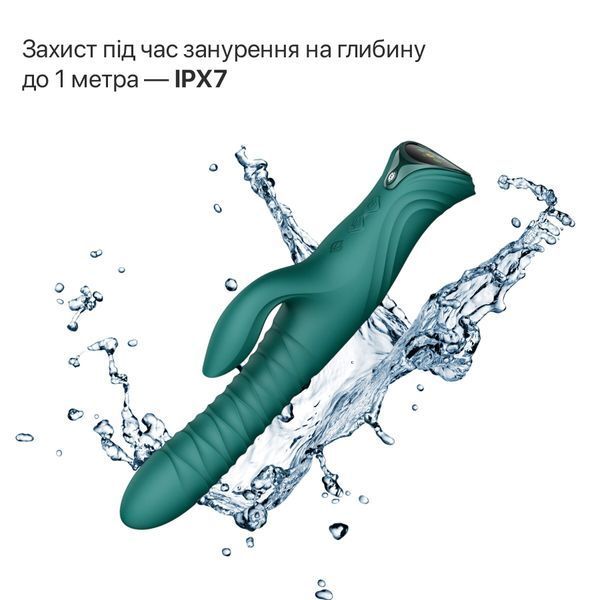 Смарт пульсатор-кролик з вібрацією Zalo Mose 2 Turquoise Green, підігрів до 42 &deg;C, кристал Swarovski SX2687 фото