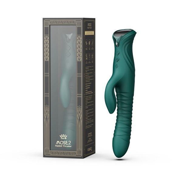Смарт пульсатор-кролик з вібрацією Zalo Mose 2 Turquoise Green, підігрів до 42 &deg;C, кристал Swarovski SX2687 фото