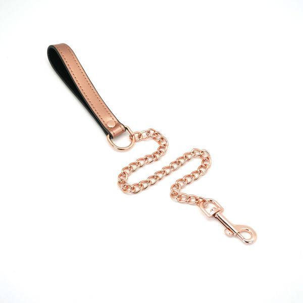 Широкий нашийник з повідцем Liebe Seele Rose Gold Memory Collar with Leash, натуральна шкіра SO9494 фото