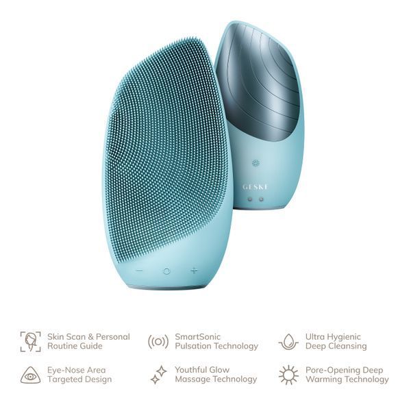Електронна звукова термо щітка для обличчя GESKE Sonic Thermo Facial Brush 6в1 turquoise HB0081 фото