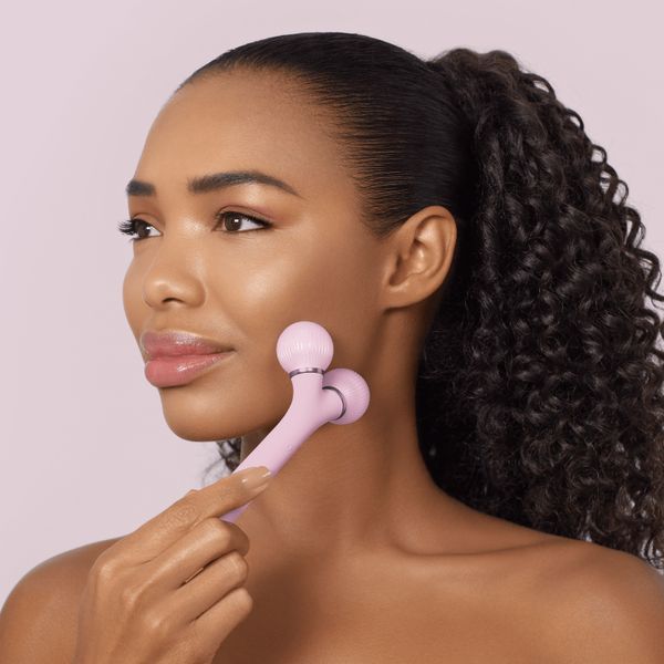 Електронний ультразвуковий ролик для обличчя GESKE Sonic Facial Roller 4в1 pink HB0181 фото
