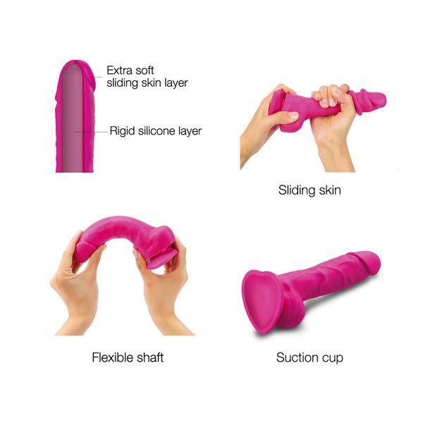 Реалістичний фалоімітатор Strap-On-Me Sliding Skin Realistic Dildo Fuchsia M, ефект рухливої шкіри SO6255 фото