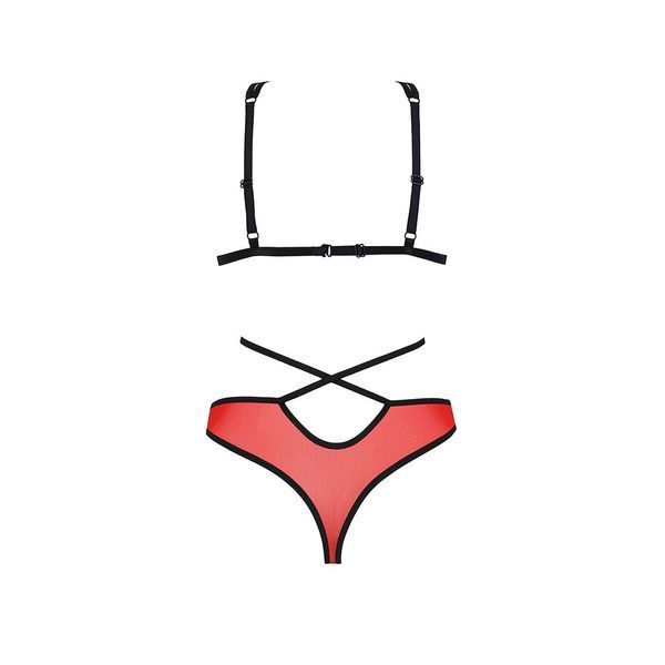 Комплект білизни Passion PEONIA SET S/M red, бра, трусики SO8467 фото
