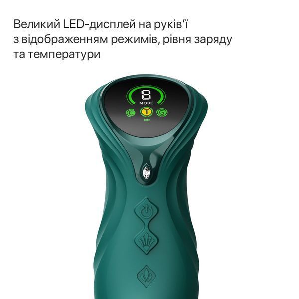 Смарт пульсатор-кролик з вібрацією Zalo Mose 2 Turquoise Green, підігрів до 42 &deg;C, кристал Swarovski SX2687 фото