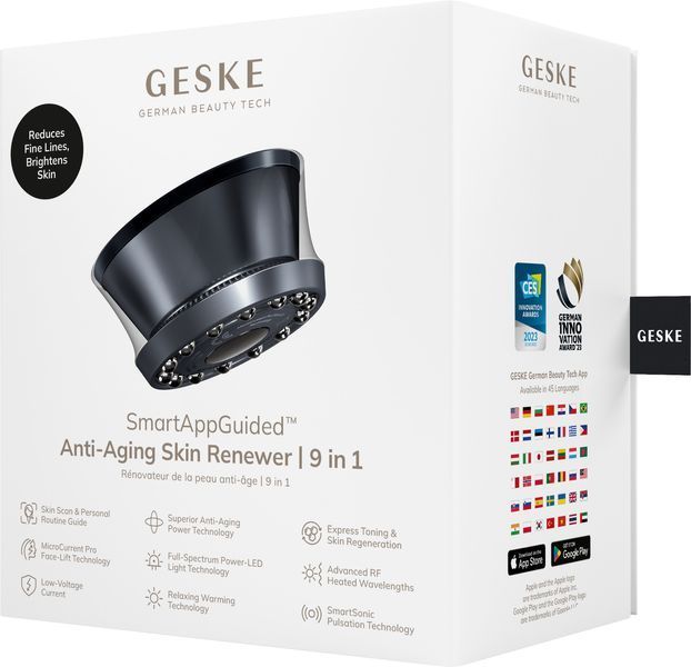 Антивіковий LED-випромінювач для відновлення шкіри обличчя GESKE Anti-Aging Skin Renewer 9в1 black HB0639 фото