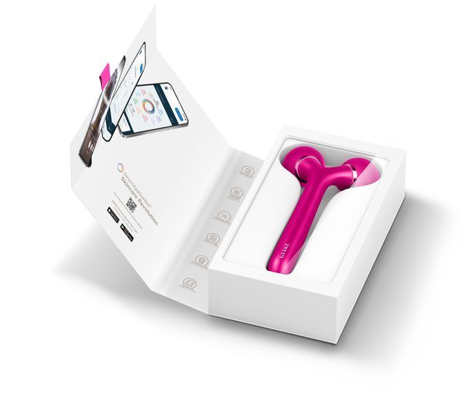 Електронний ультразвуковий ролик для обличчя та тіла GESKE Sonic Facial&Body Roller 4в1 magenta HB0031 фото