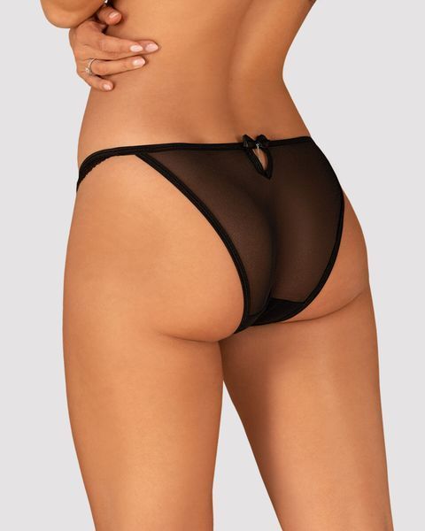 Напівпрозорі трусики з підвіскою Obsessive Ivannes panties black 2XL/3XL, чорні SO7282 фото