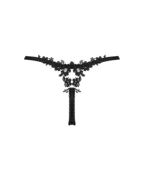 Прозорі стрінги із мереживом Obsessive Celia Noir thong M/L SO7869 фото