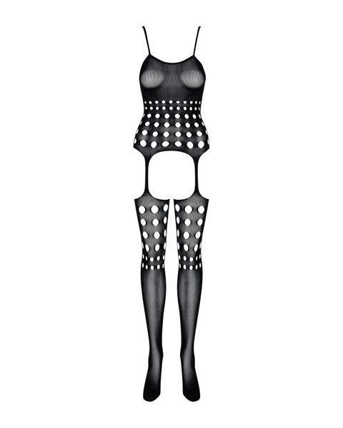 Бодістокінг Obsessive Bodystocking G310 S/M/L, топ, панчохи, підв&rsquo;язки, круглі вирізи SO7236 фото