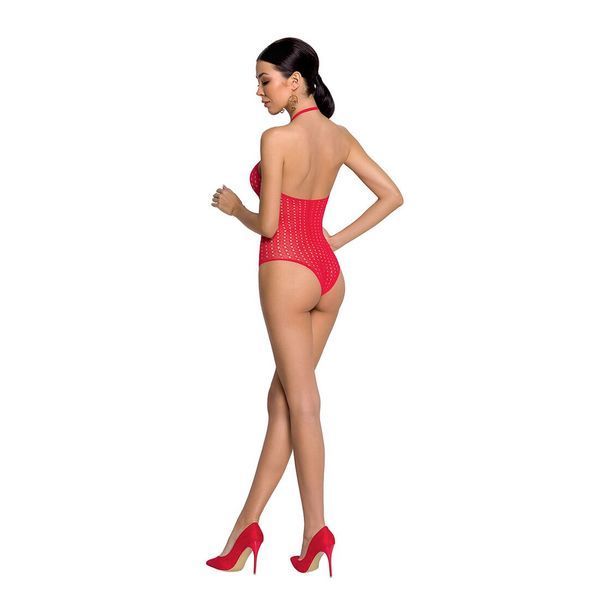 Бодістокінг з декольте Passion BS088 red, імітація корсетної шнурівки SO6383 фото