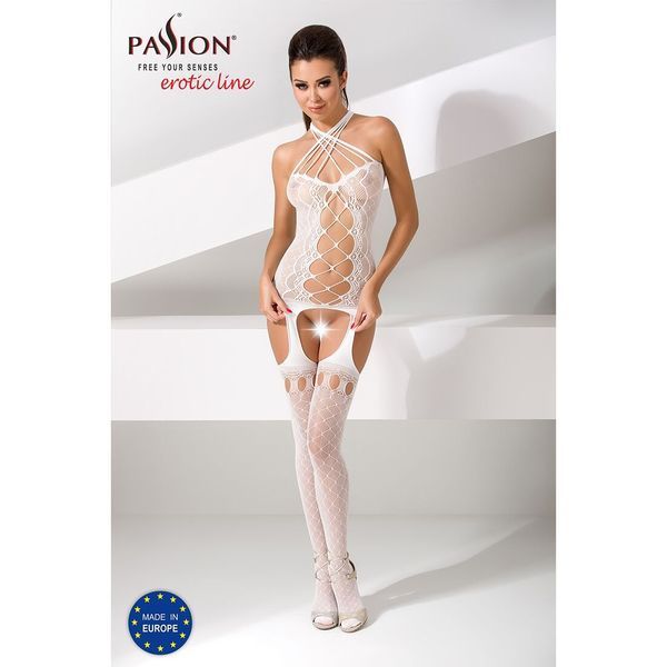 Бодістокінг Passion BS056 white, комбінезон, імітація панчох PBS056W фото