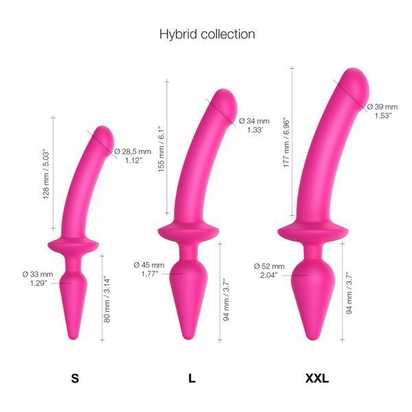 Анальна пробка з дилдо 2в1 Strap-On-Me SWITCH PLUG-IN DILDO Fuchsia L, діаметр 4,5/3,4 см SO6829 фото