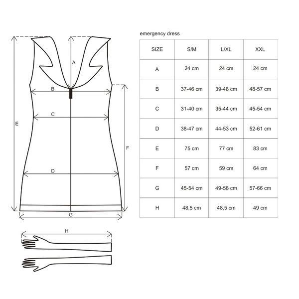 Еротичний костюм медсестри Obsessive Emergency dress S/M, white, сукня, стринги, рукавички, чепчик, стетоскоп SO7704 фото