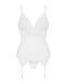 Сатиновий мереживний корсет Obsessive 810-COR-2 babydoll & thong S/M, білий, корсет, танга SO7158 фото 5