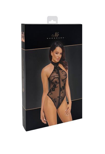 Боді Noir Handmade F314 Ego, XXL, black, сітка, халтер, високі вирізи, блискавка по всій довжині SX0325 фото