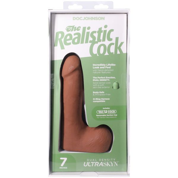 Фалоімітатор Doc Johnson The Realistic Cock ULTRASKYN - 7 Inch with Balls Caramel SX4456 фото