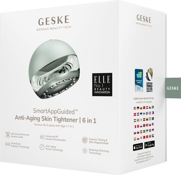 Масажер для підтяжки шкіри обличчя GESKE Anti-aging Skin Tightener 6в1 green HB0420 фото
