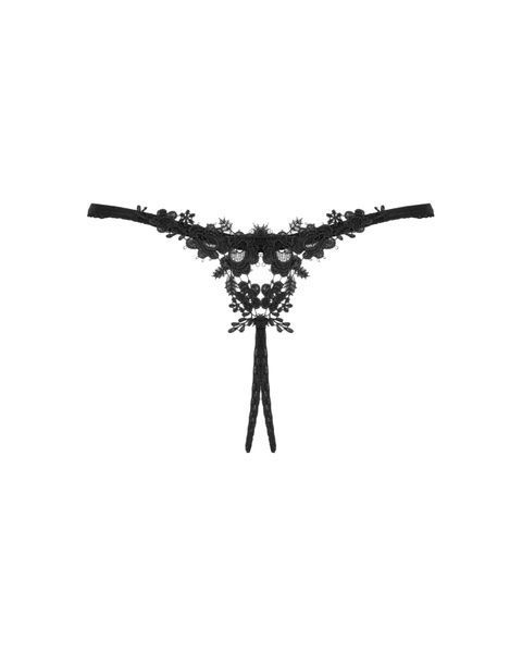 Прозорі стрінги з доступом Obsessive Celia Noir crotchless thong XS/S SO7871 фото