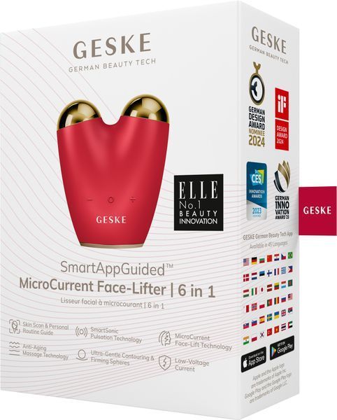 Мікрострумовий підтягувач шкіри обличчя GESKE MicroCurrent Face-Lifter 6в1 red HB0636 фото