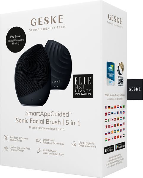 Електронна ультразвукова щітка для обличчя GESKE Sonic Facial Brush 5в1 black HB0069 фото