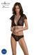 Комплект Passion LEAFA BIKINI black S/M, бюстгальтер-топ з рукавчиками, стрінги-шортики з вирізом SX0498 фото 1
