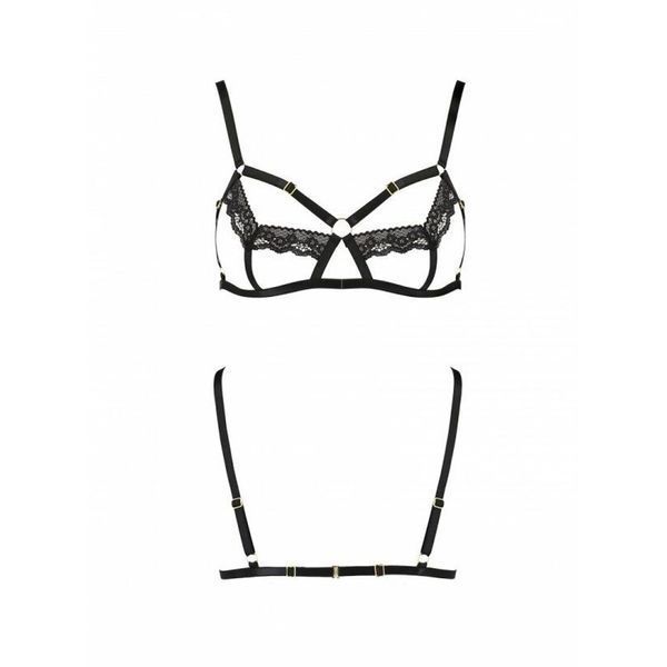 Бюстгальтер-стрепи з мереживом Passion Exclusive SOLON BRA L/XL, black PS28001 фото