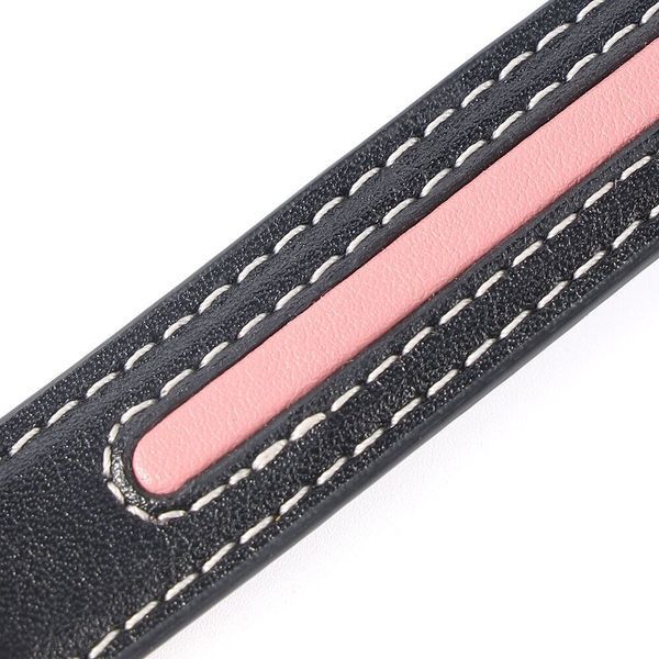Нашийник з повідцем LOCKINK SEVANDA Love Heart Butterfly Leather Collar Set, чорно-рожевий, з бантом SX0863 фото