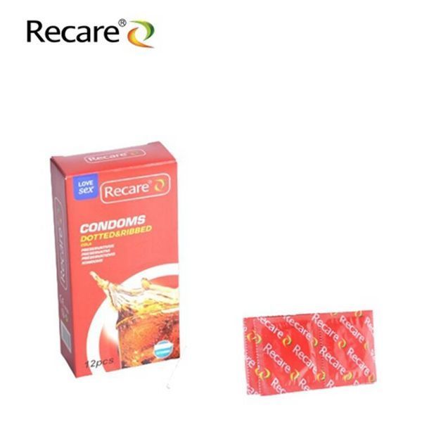 Презервативи Recare Cola Dotted&Ribbed Condoms 12 шт, з пухирцями та ребрами, аромат: Кола SX3324 фото