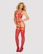 Бодістокінг Obsessive Bodystocking G313 S/M/L red, шнурівка, геометричний декор SO7238 фото 3