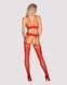 Бодістокінг Obsessive Bodystocking G313 S/M/L red, шнурівка, геометричний декор SO7238 фото 4