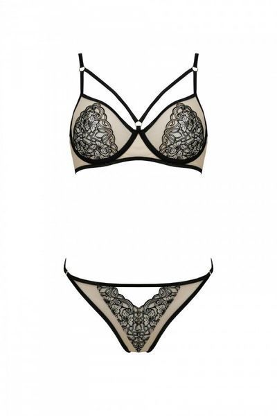 Комплект Passion LORINA SET, S/M, beige, бюстгальтер та трусики SO9712 фото